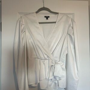 White Snakeskin Wrap Top